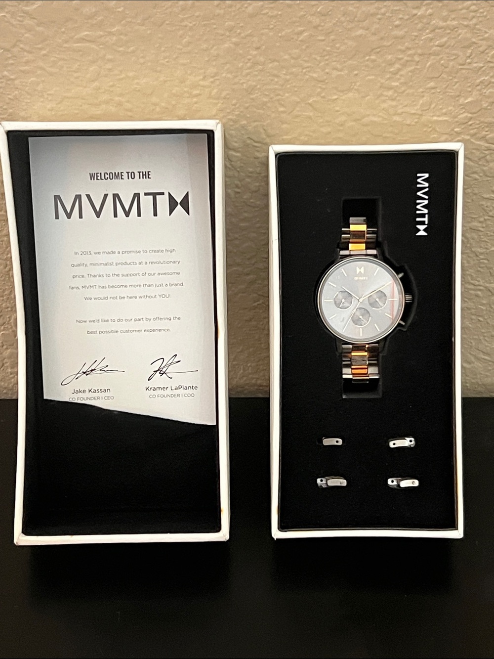 MVMT Two-Tone Black & Gold Chronograph Bracelet Watch
